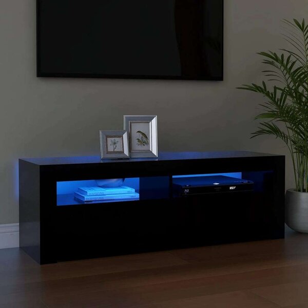 Fekete TV Szekrény LED Világítással - 120x35x40 cm
