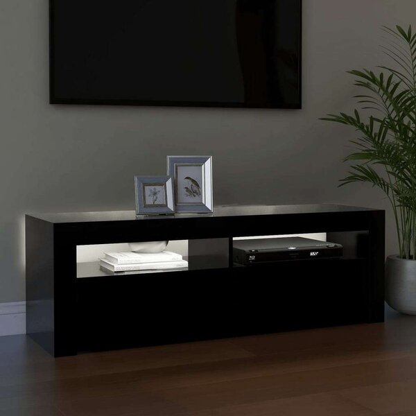 Fekete TV Szekrény LED Világítással - 120x35x40 cm