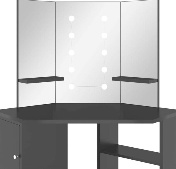 VidaXL Sarok Sminkasztal - LED Világítás - 111x54x141,5 cm