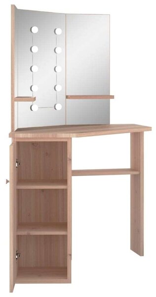 Sarok Sminkasztal - LED Tükör - 111x54x141,5 cm