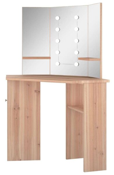 Sarok Sminkasztal - LED Tükör - 111x54x141,5 cm