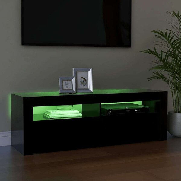 Fekete TV Szekrény LED Világítással - 120x35x40 cm