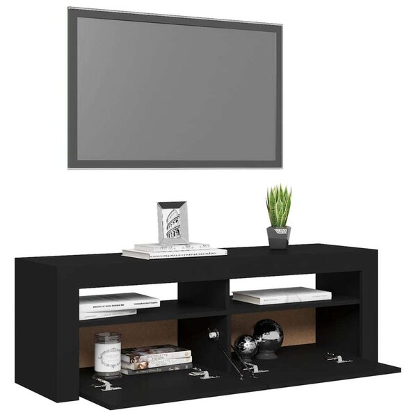 Fekete TV Szekrény LED Világítással - 120x35x40 cm
