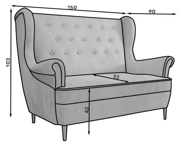 Sötétzöld bársony kanapé 150 cm Aros – ELTAP