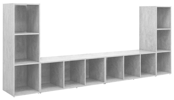 VidaXL 4 db betonszürke szerelt fa TV-szekrény 107 x 35 x 37 cm