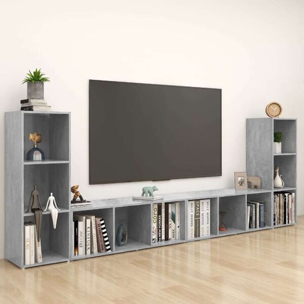 VidaXL 4 db betonszürke szerelt fa TV-szekrény 107 x 35 x 37 cm