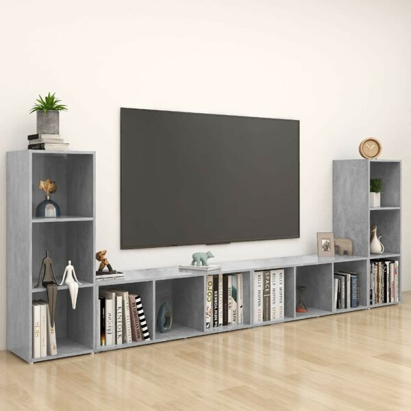 VidaXL 4 db betonszürke szerelt fa TV-szekrény 107 x 35 x 37 cm