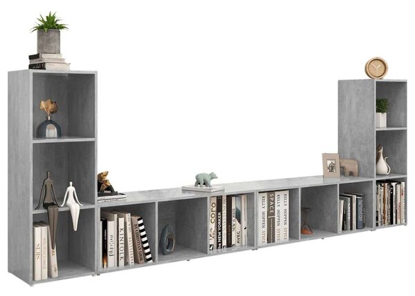 VidaXL 4 db betonszürke szerelt fa TV-szekrény 107 x 35 x 37 cm