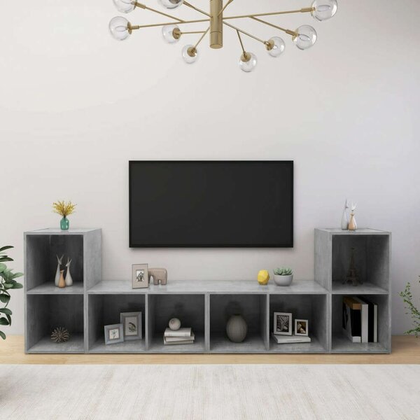 VidaXL TV-szekrény szett - 4 elem - Betonszürke - 72x35x36,5cm