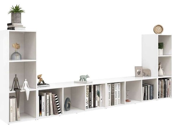 VidaXL 4 db fehér szerelt fa TV-szekrény 107 x 35 x 37 cm