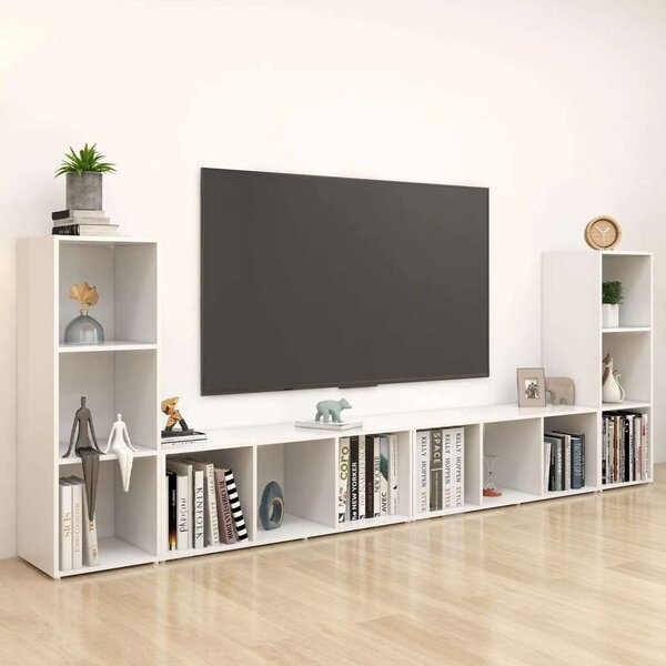 VidaXL 4 db fehér szerelt fa TV-szekrény 107 x 35 x 37 cm