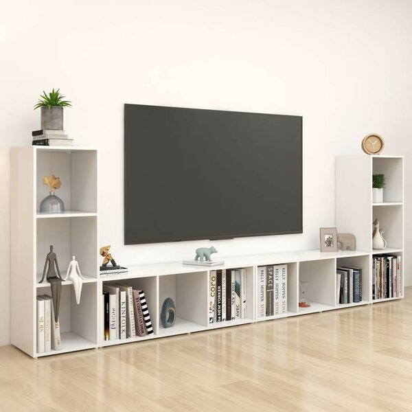 VidaXL 4 db fehér szerelt fa TV-szekrény 107 x 35 x 37 cm