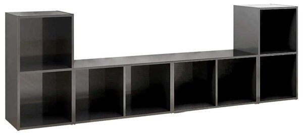 VidaXL 4 db magasfényű szürke forgácslap TV-szekrény 72 x 35 x 36,5 cm