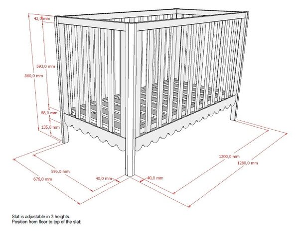 Bézs borovi fenyő babaágy állítható magassággal 60x120 cm Swingo – Vipack