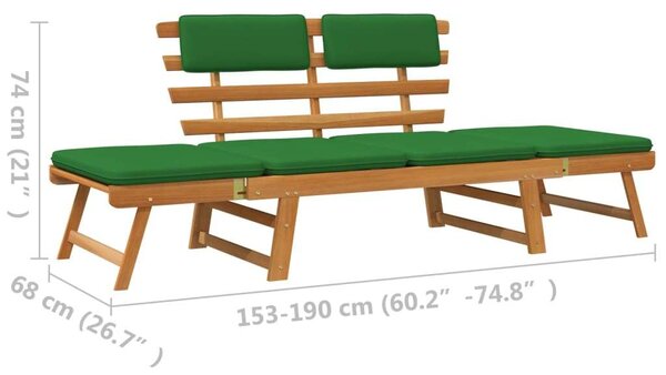 VidaXL 2 az 1-ben Akácfa Kerti Pad és Heverő - 190 cm