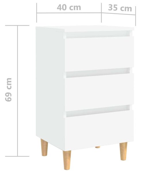 VidaXL Éjjeliszekrény - Fehér - 3 Fiókos - 40x35x69cm