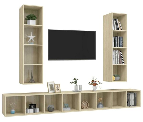 VidaXL Falra Szerelhető TV Szekrény Szett - Sonoma Tölgy - 4 db