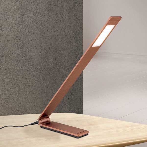 Fold állítható magasságú LED íróasztali lámpa, matt bronz