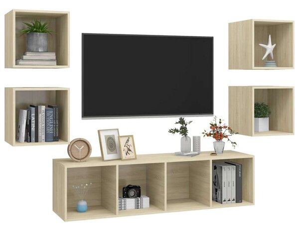VidaXL Falra Szerelhető TV Szekrény Szett - 5 Rész, Sonoma Tölgy