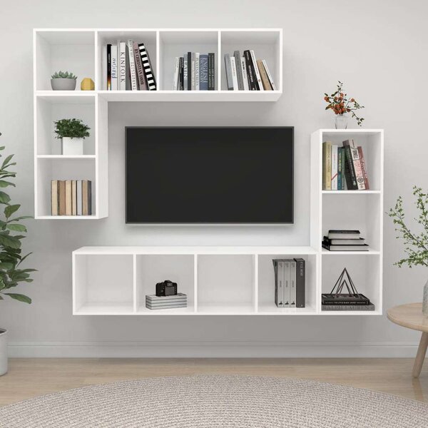 VidaXL 4 részes fehér forgácslap TV-szekrény szett