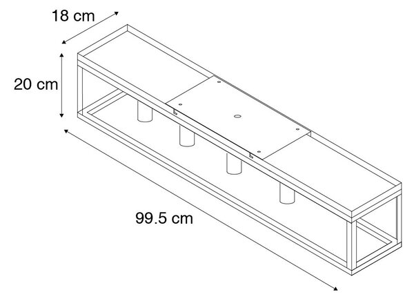 Okos mennyezeti lámpa fekete 99,5 cm 4 db Wifi A60 izzóval - Cage