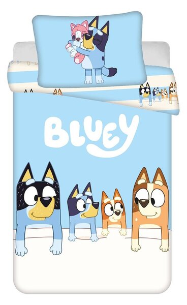 Kék pamut gyerek ágyneműhuzat babaágyhoz 100x135 cm Bluey – Jerry Fabrics