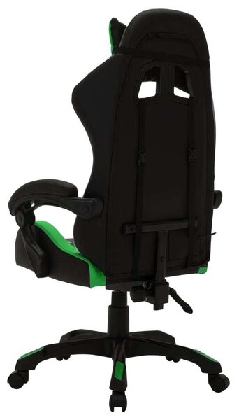 VidaXL zöld és fekete műbőr Gamer szék RGB LED-világítással