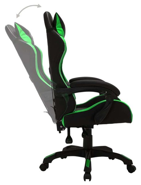 VidaXL zöld és fekete műbőr Gamer szék RGB LED-világítással