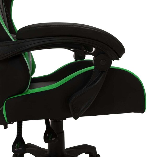 VidaXL zöld és fekete műbőr Gamer szék RGB LED-világítással