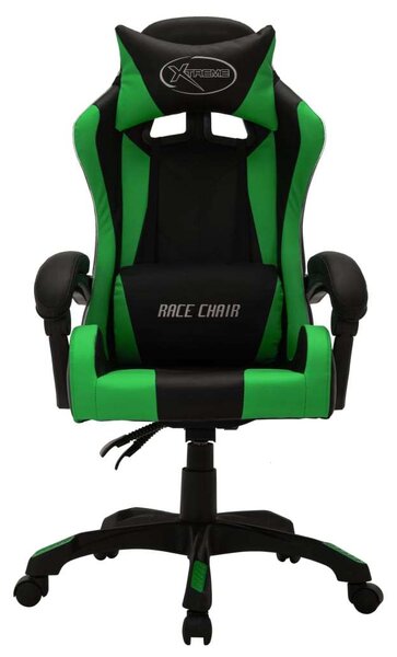 VidaXL zöld és fekete műbőr Gamer szék RGB LED-világítással