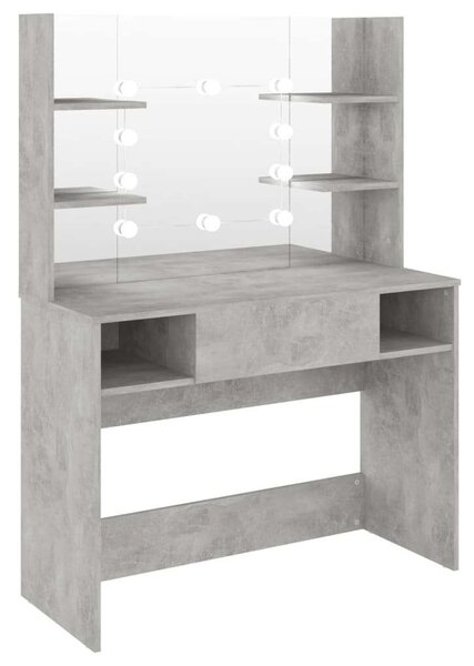 LED-es Sminkasztal - Beton Szürke - 100x40x135 cm
