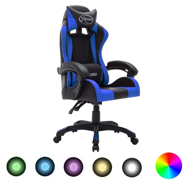 Gamer Szék - RGB LED - Kék-Fekete