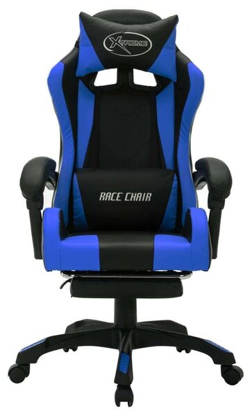 Gamer Szék - RGB LED - Kék-Fekete - Állítható