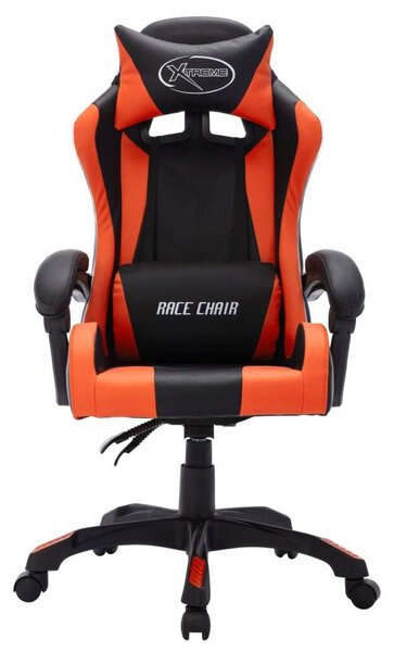 VidaXL narancssárga és fekete műbőr Gamer szék RGB LED-világítással
