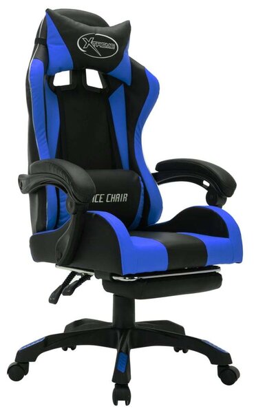 Gamer Szék - RGB LED - Kék-Fekete - Állítható