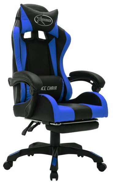 Gamer Szék - RGB LED - Kék-Fekete - Állítható