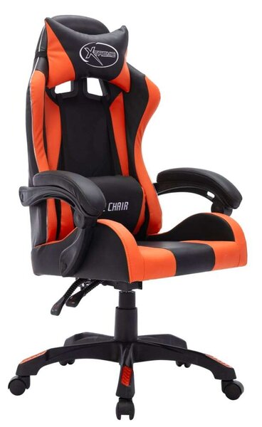 VidaXL narancssárga és fekete műbőr Gamer szék RGB LED-világítással