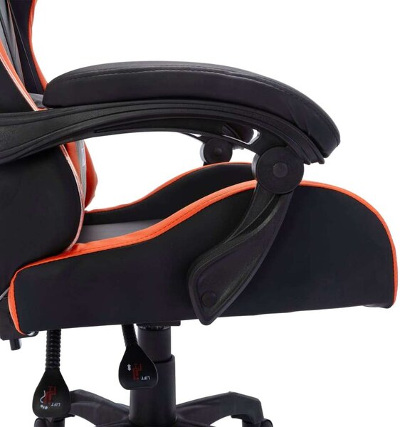 VidaXL narancssárga és fekete műbőr Gamer szék RGB LED-világítással