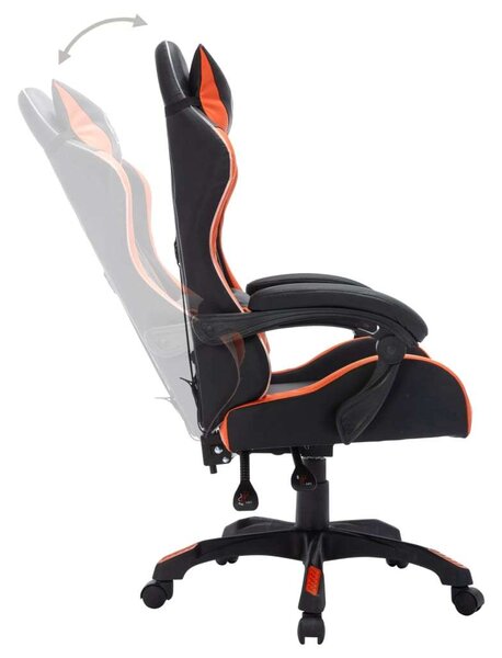 VidaXL narancssárga és fekete műbőr Gamer szék RGB LED-világítással