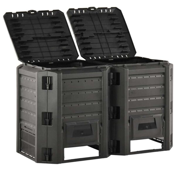 VidaXL Dupla Komposztáló Láda - 800L - Fekete