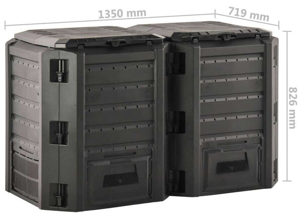 VidaXL Dupla Komposztáló Láda - 800L - Fekete
