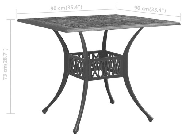VidaXL Kerti Asztal - Öntött Alumínium - Fekete - 90x90 cm