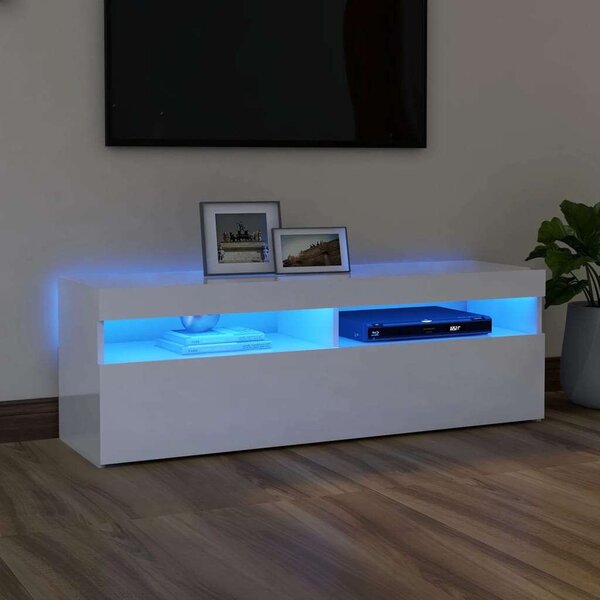 VidaXL TV-szekrény - Fehér Magasfényű - 120cm LED-es