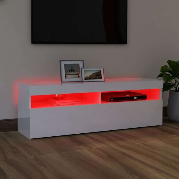 VidaXL TV-szekrény - Fehér Magasfényű - 120cm LED-es
