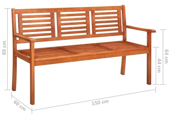 VidaXL Kerti Pad - Eukaliptuszfa - 3 Személyes - 150 cm