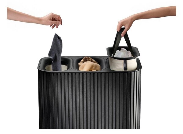 Fekete bambusz szennyeskosár 3x30 l Tota Trio Luxe – Joseph Joseph