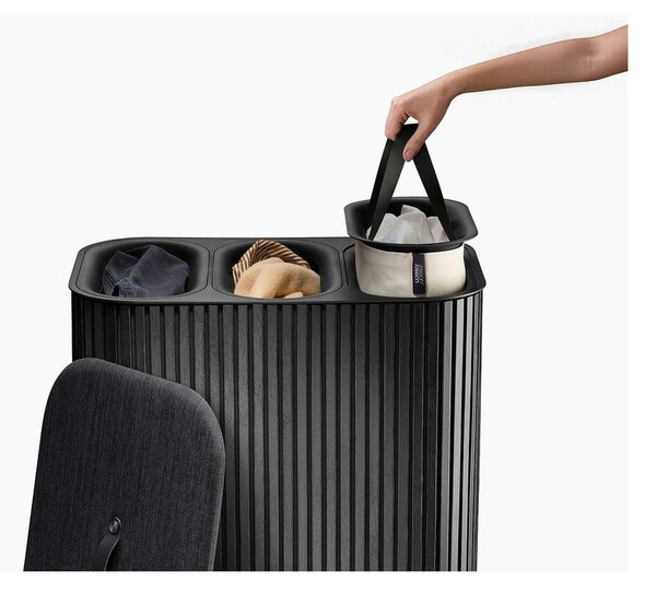 Fekete bambusz szennyeskosár 3x30 l Tota Trio Luxe – Joseph Joseph