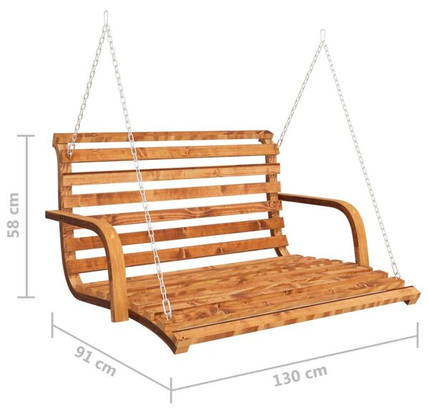VidaXL tík bevonatú tömör hajlított fa Hintapad 91x130x58cm - barna