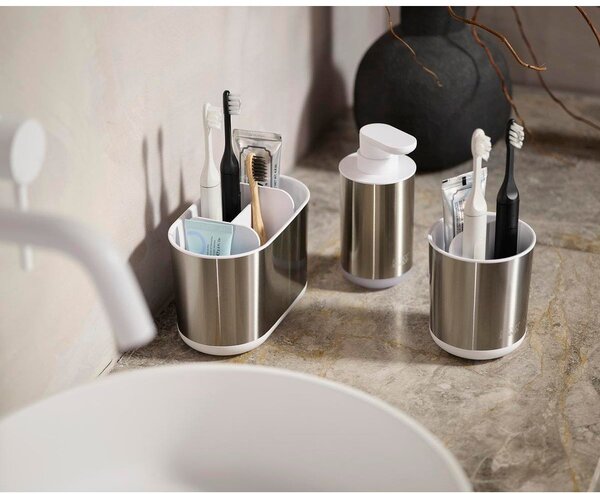 Ezüstszínű rozsdamentes acél szappanadagoló 300 ml Duo Steel – Joseph Joseph