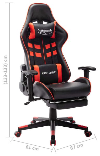 Gamer Szék - Kihúzható Lábtartóval - Fekete-Piros